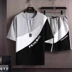 Men's 2-in-1 Short Sleeve&Shorts Set - Black And Grey